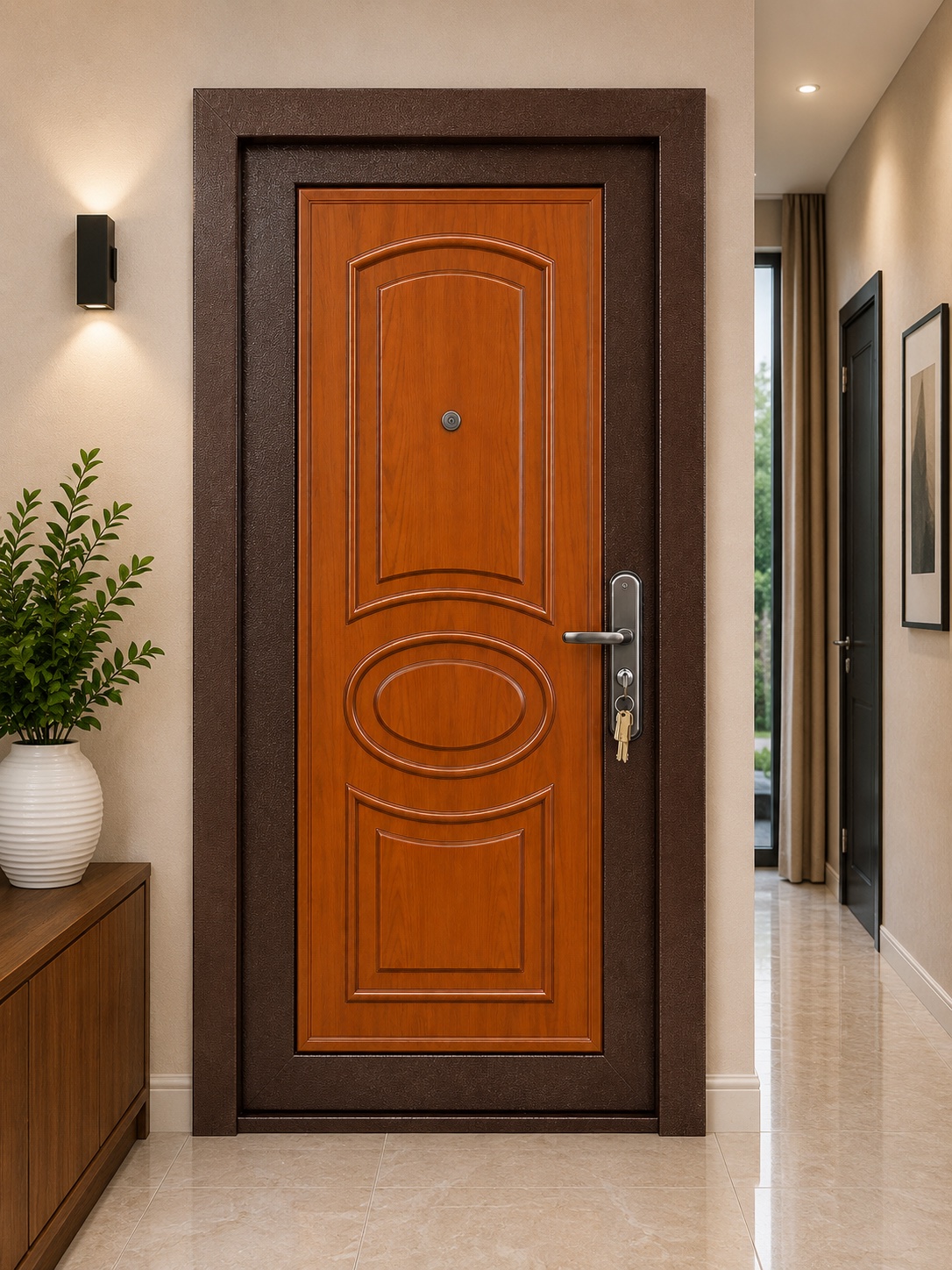 Klassik Qoz Oval Frezli Seyf Qapı